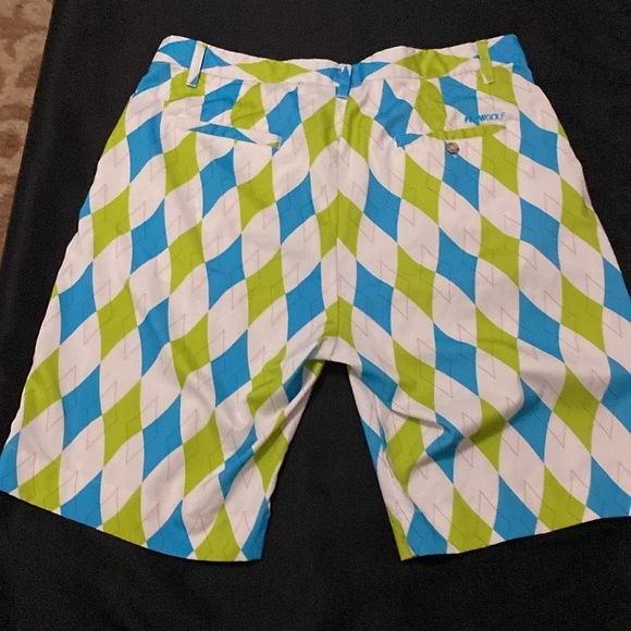 FLOWGOLF GOLF SHORTS SIZE 38 INSEAM MEASURES 11”BOLD COLORS FUN ARGYLE  PRINT - Picture 7 of 10